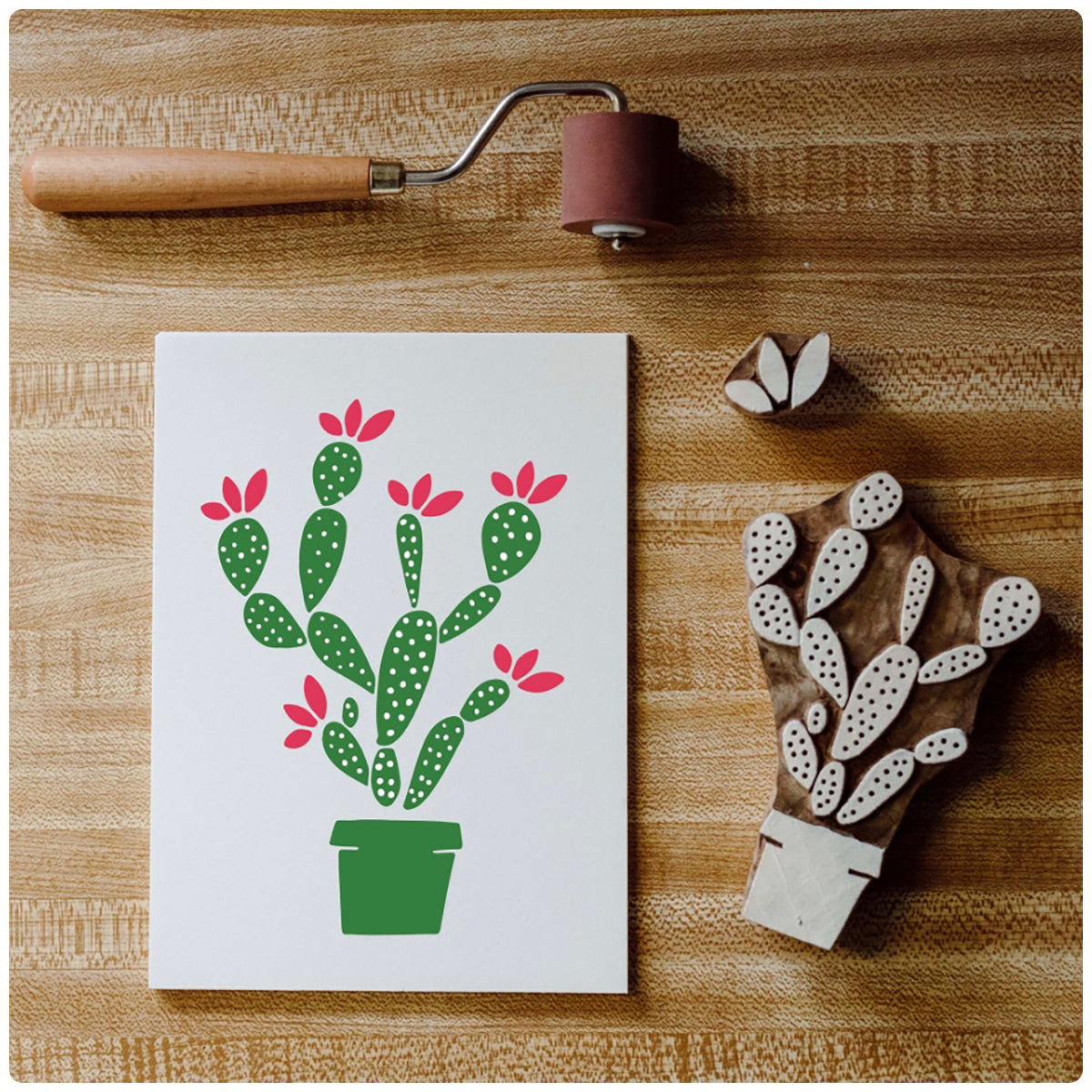 Blooming Cactus Wood Block Printing Kit