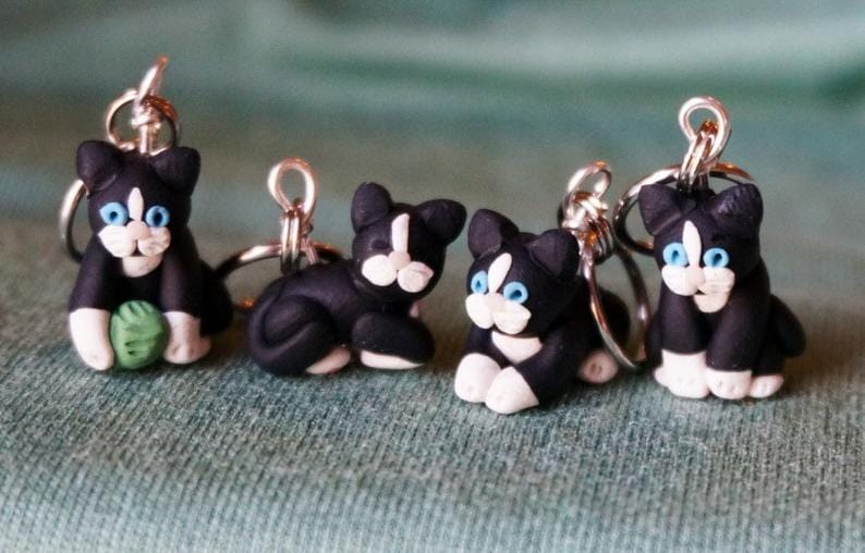 Kawaii Cat Charm, Cat Gifts, Polymer Clay Charms,cat Necklace,cat Keychain,  Cat Jewelry, Cat Keyring, Stitch Markers, Gift Ideas 